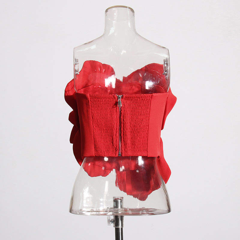 时尚辣妹风气质抹胸2025设计感立体花朵修身显瘦短款上衣背心吊带,淘宝优惠券,粉丝福利购,淘宝优惠卷