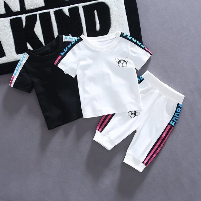 Baby summer pure cotton 7-point pants set two-pieces