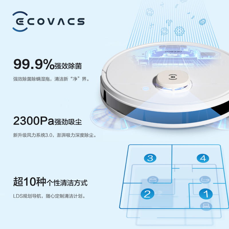 科沃斯N8智能扫地机器人地宝智能家用全自动擦地除菌吸扫拖一体机 - 图1