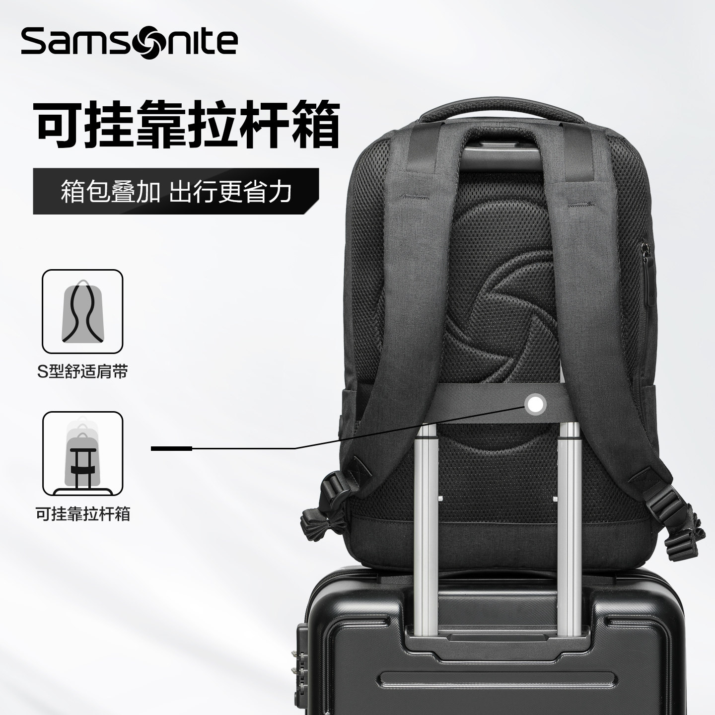 Samsonite/新秀丽双肩包男女时尚简约书包大容量电脑商务背包TX6