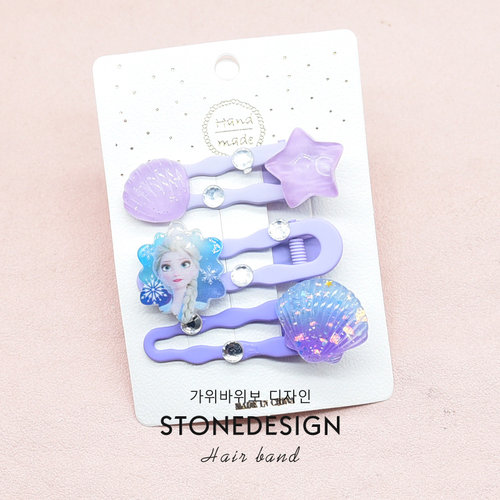 女童冰雪奇缘爱莎公主发卡头饰儿童发夹侧边碎发夹子女孩卡通发饰 - 图1