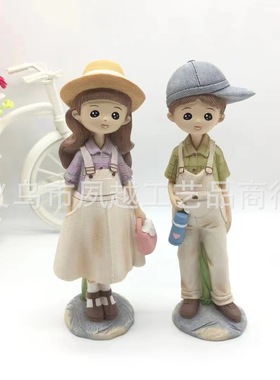 男孩女孩树脂摆饰田园工艺品情侣