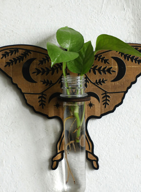 波西米亚木质小蝴蝶款式镂空绿萝植物置物架简约民宿家居墙壁装饰