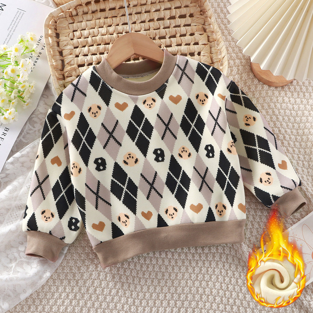 儿童加绒t恤秋冬男童加厚宝宝毛衣女童保暖卫衣童装针织衫洋气潮,淘宝优惠券,粉丝福利购,淘宝优惠卷