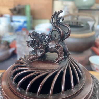 日本制 蝋型铸铜 名家米田秀保造 香炉 1-337