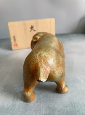 日本制 金属 摆件 狗 犬 带款 置物 da-a-91
