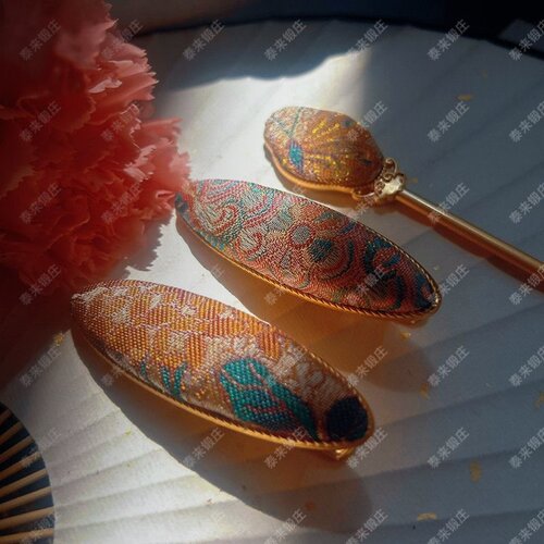 宋锦织锦缎古风发夹面料材料布头中国风福袋香囊娃布宋锦布料小样 - 图2