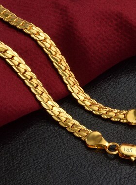 金项链 Gold Color bracelet fashion jewelry 5mm 18K men chain