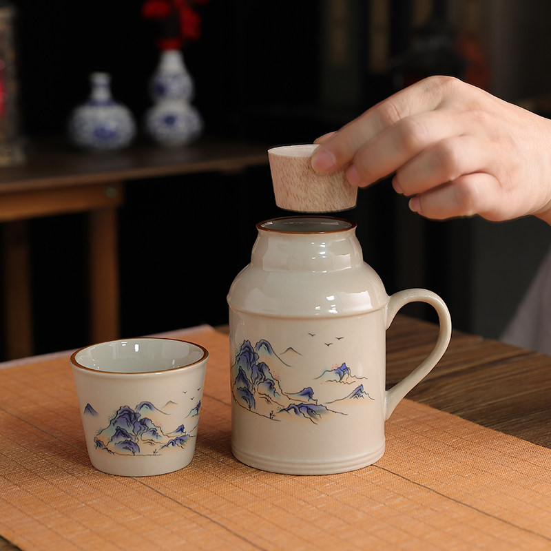 茶壶陶瓷家用复古大容量茶水瓶办公室泡茶杯个人小暖壶水杯马克杯,淘宝优惠券,粉丝福利购,淘宝优惠卷