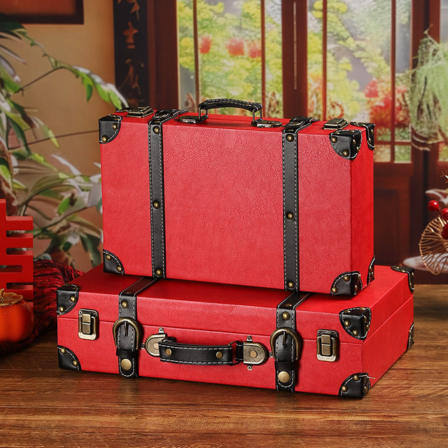 Macaron color retro suitcase storage prop box