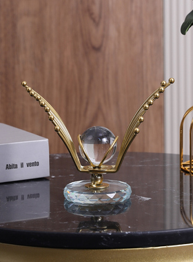 轻奢透明水晶球摆件高档装饰品