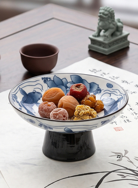 中式高脚茶点盘茶室干果果盘
