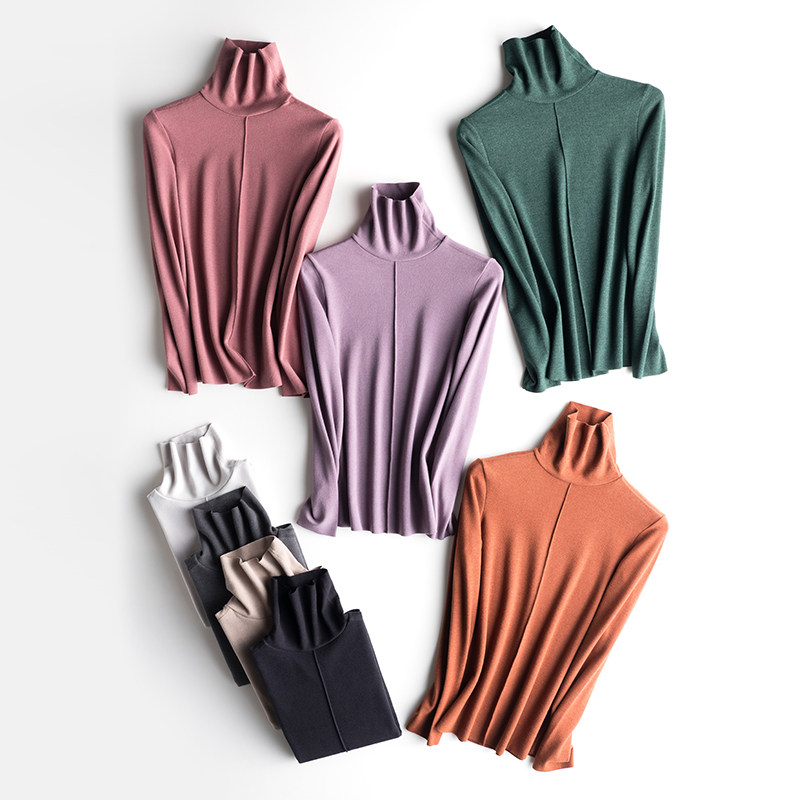 高领打底衫女士秋冬修身长袖t恤内搭磨毛加绒加厚新款潮洋气上衣,淘宝优惠券,粉丝福利购,淘宝优惠卷