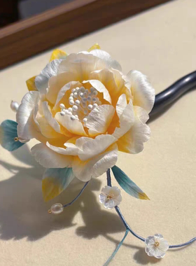绒花非遗手作饰品国风气质淡雅配饰淑女新中式古韵温柔发簪