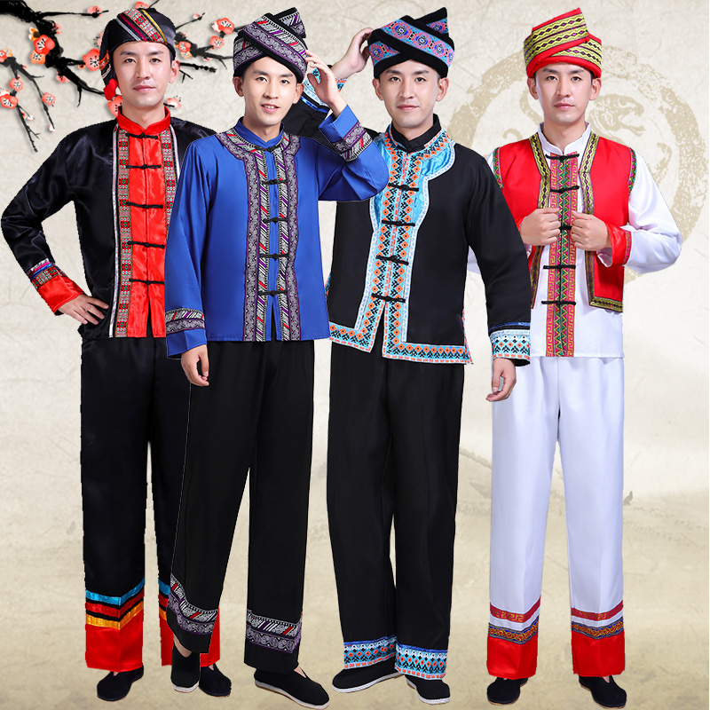 纳澜彩旗舰店新少数民族服装男民族风成人云南彝族苗族演出服葫芦丝舞蹈服套装2