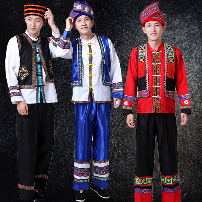 纳澜彩旗舰店新广西壮族服装男演出服民族风云南少数民族苗族彝族侗族舞蹈服饰1