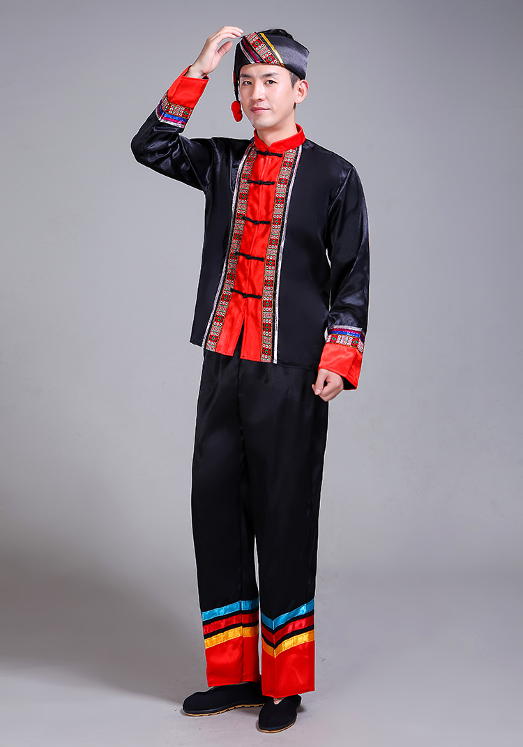 纳澜彩旗舰店新款苗族演出服男成人广西壮族少数民族舞蹈服舞台葫芦丝表演服装2