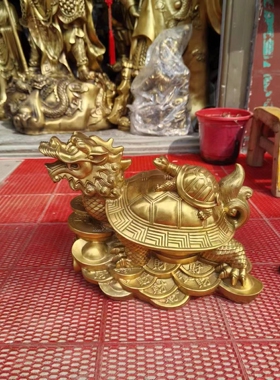 财位龙龟摆件纯铜中式