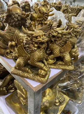 麒麟纯铜镇宅招财办公室摆件桌面