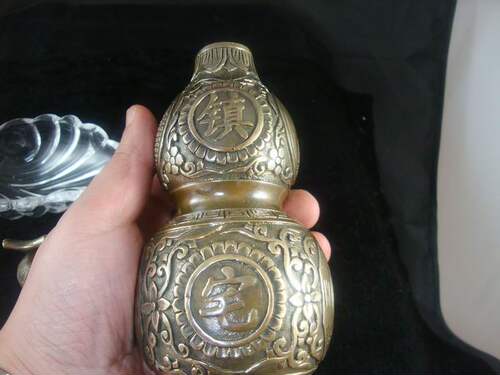 中式纯铜葫芦摆件家居书房客厅办公室仿古工艺品风水八卦葫芦卧室 - 图0
