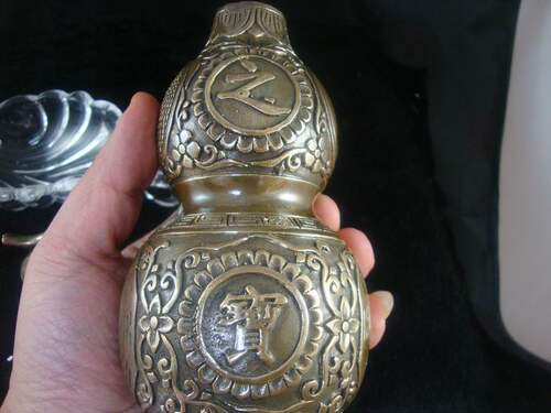 中式纯铜葫芦摆件家居书房客厅办公室仿古工艺品风水八卦葫芦卧室 - 图1