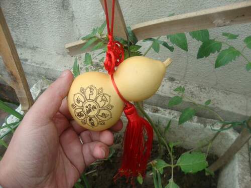 风水葫芦摆件天然葫芦烙画六字真言明咒葫芦平安镇宅招财挂件门厅 - 图0