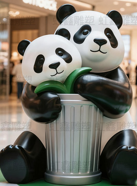 玻璃钢国潮京剧熊猫雕塑定制中国风卡通门头熊猫戏剧火锅店大摆件