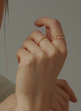 天然淡水珍珠戒指水晶指环组合