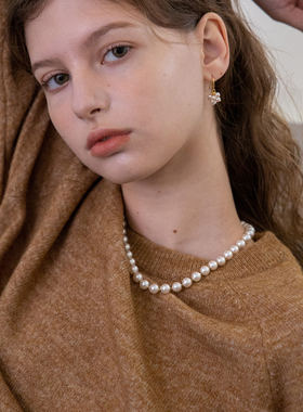 法式珍珠项链女古铜色复古