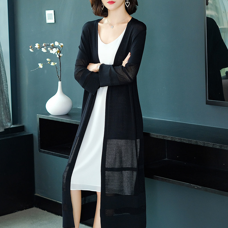 冰丝开衫中长款披风薄款外搭防晒衣 姿必美毛针织衫