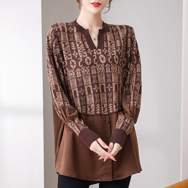 大码女装2021年新款宽松遮肚打底衫 姿必美毛针织衫