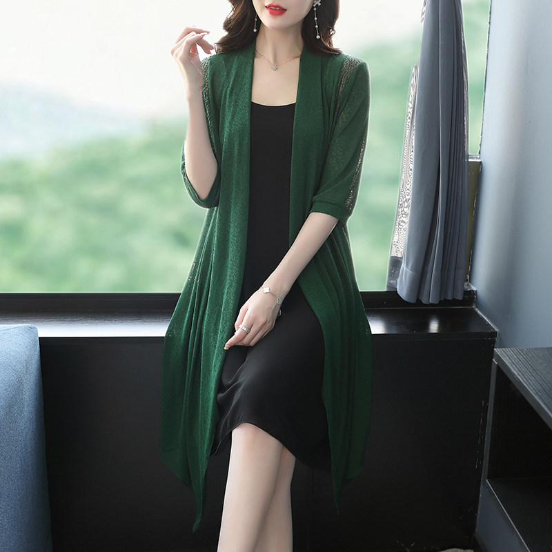 2022夏款披肩外套中长款超薄开衫 姿必美蕾丝衫/雪纺衫