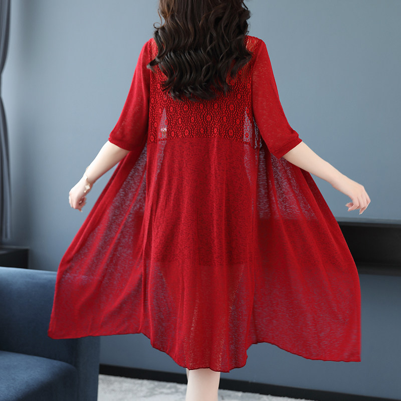 2022夏款披肩外套中长款超薄开衫 姿必美蕾丝衫/雪纺衫