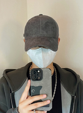 复古麂皮绒秋冬保暖遮阳棒球帽子