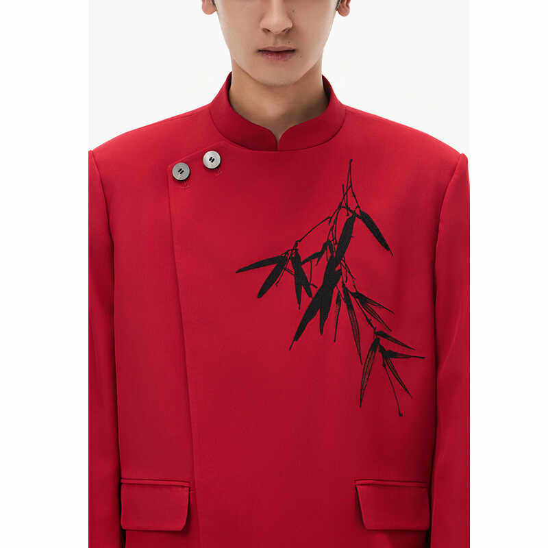 DIBINSAI「竹枝词意」新中式国风西装 立领竹子绣花 休闲西服外套,淘宝优惠券,粉丝福利购,淘宝优惠卷