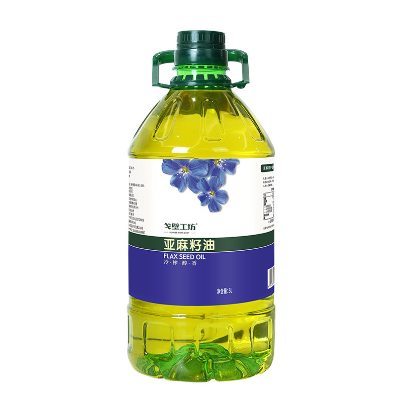 戈壁工坊亚麻籽油5L植物油一级冷榨家用食用油进口亚麻籽物理压榨
