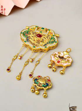 长命锁吊坠民族风项链铛锁祥云坠