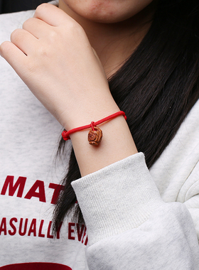 野生桃核雕刻生肖蛇本命年手绳龙