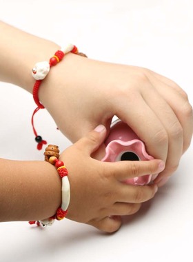 儿童黑狗牙猪惊骨亲子款红绳