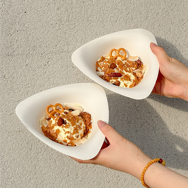 网红一次性色拉碗甜品碗轻食打包盒冰淇淋水果刨冰商用外带纸浆碗