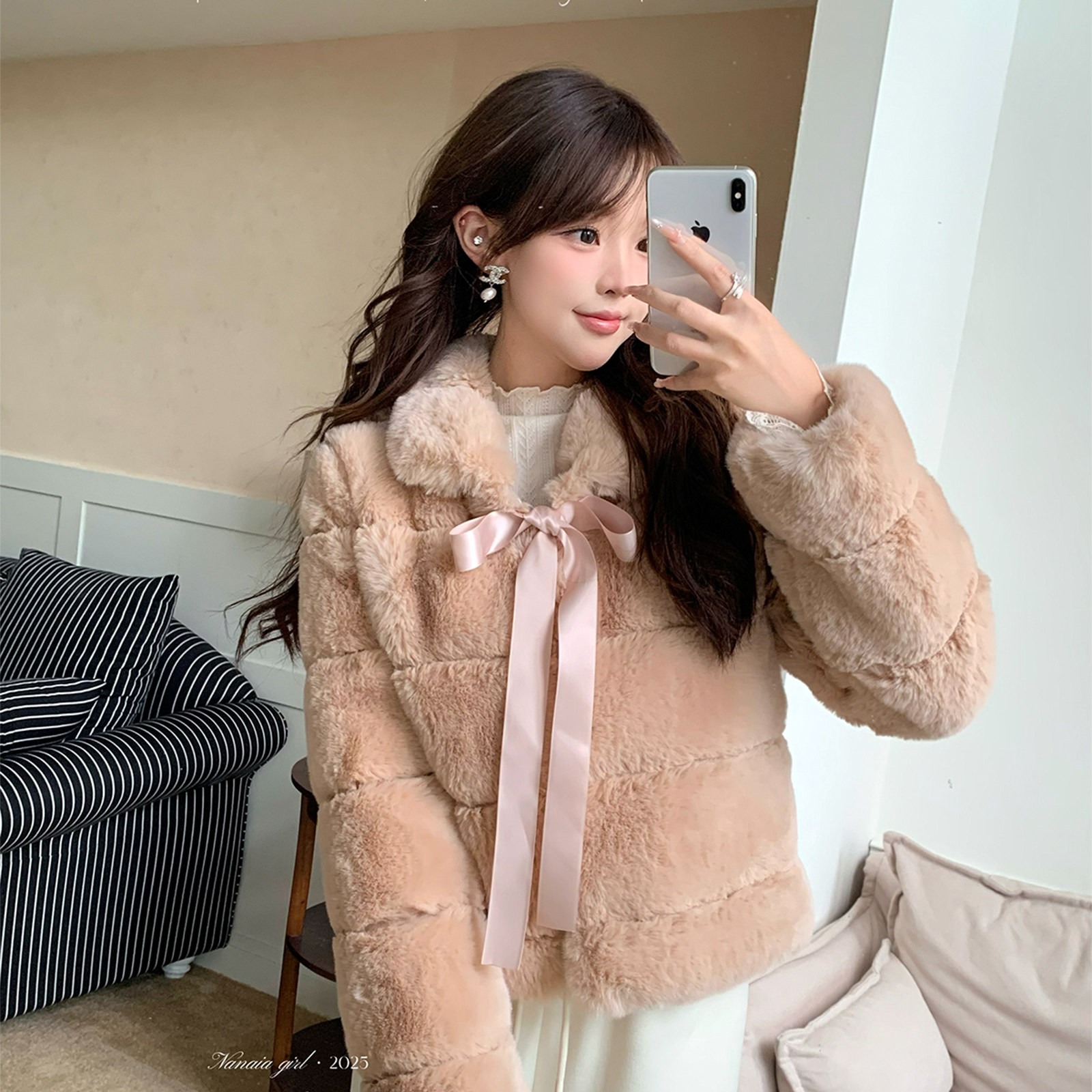 甜水仙 娇贵兔 仿兔毛毛绒翻领外套冬季夹棉加厚保暖环保皮草女,淘宝优惠券,粉丝福利购,淘宝优惠卷