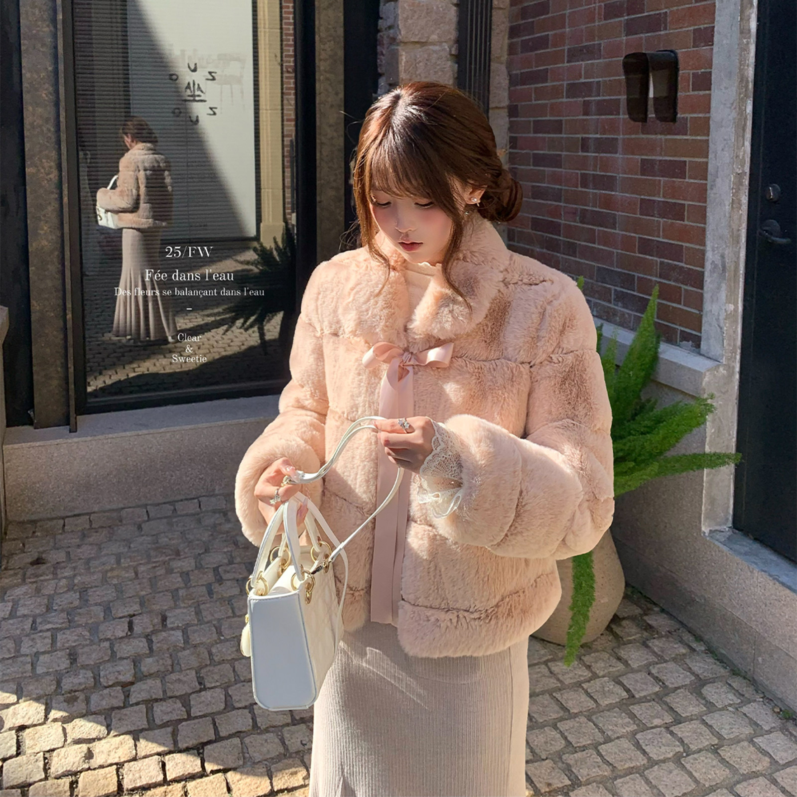 甜水仙 娇贵兔 仿兔毛毛绒翻领外套冬季夹棉加厚保暖环保皮草女,淘宝优惠券,粉丝福利购,淘宝优惠卷