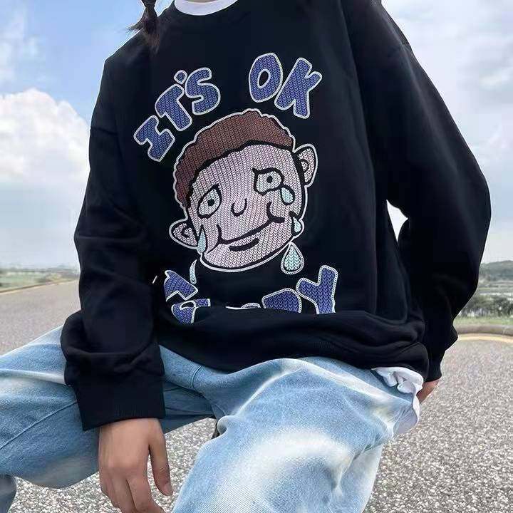 情侣男女潮港风新款2022年圆领卫衣 秘印卫衣