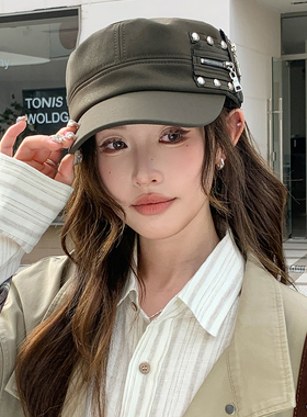 美式街头朋克铆钉拉链鸭舌帽女