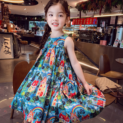 女童连衣裙夏装2025新款洋气儿童棉布裙子小女孩沙滩度假风背心裙 - 图2