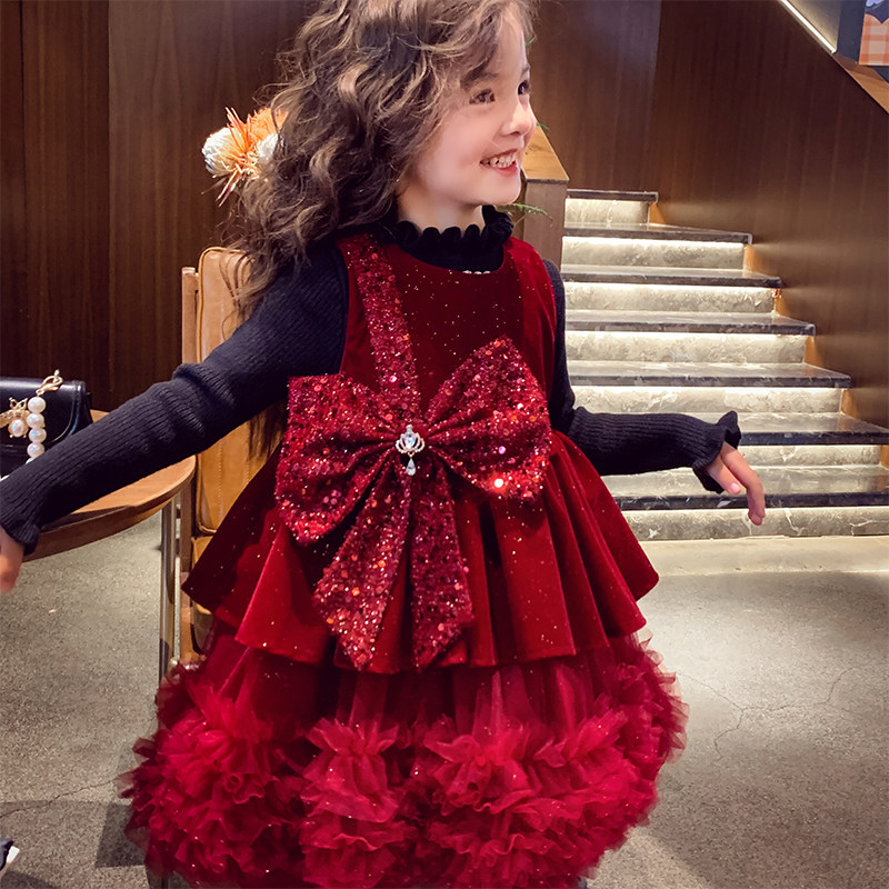 女童公主裙冬装2025新款儿童网纱背心连衣裙小女孩丝绒礼服新年裙,淘宝优惠券,粉丝福利购,淘宝优惠卷