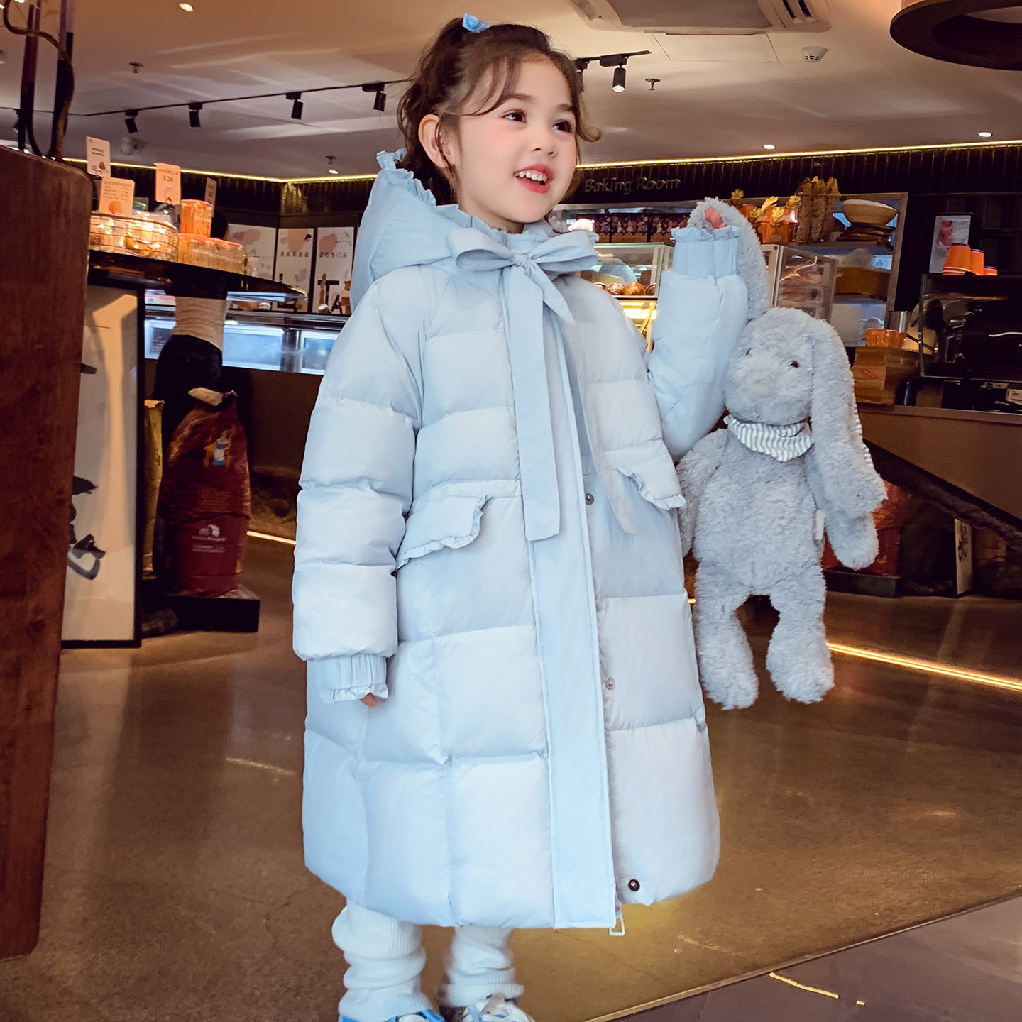 女童90白鸭绒羽绒服长款女孩保暖外套冬装2025新款儿童宽松面包服,淘宝优惠券,粉丝福利购,淘宝优惠卷