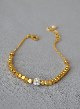 法式时尚简约不规则黄铜手链