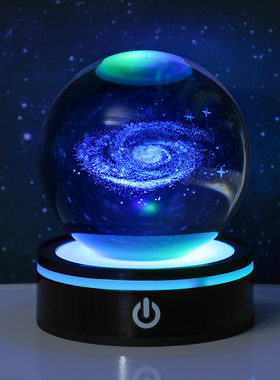 发光触摸星空水晶球小夜灯摆件