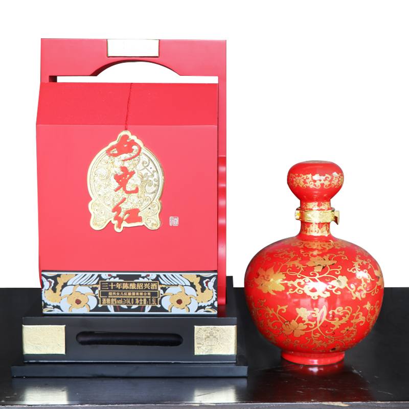 绍兴女儿红三十年陈酿 中国红 黄酒老酒1.5L珍藏版送礼佳品礼盒装